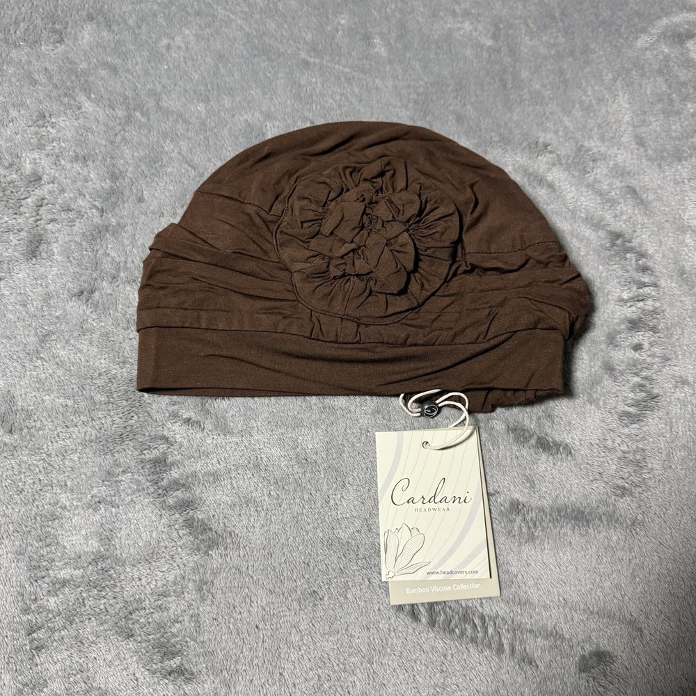 Cardani NWT Bamboo Collection Headcover Comfort‎ Cap in Brown Soft Stretchy